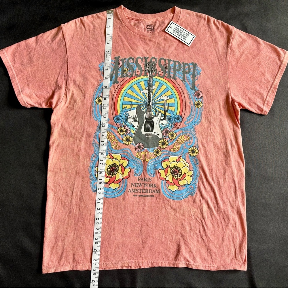 Call Your Mother Graphic T-Shirt Mississippi Men’s Size Large Music Pink - Picture 4 of 6